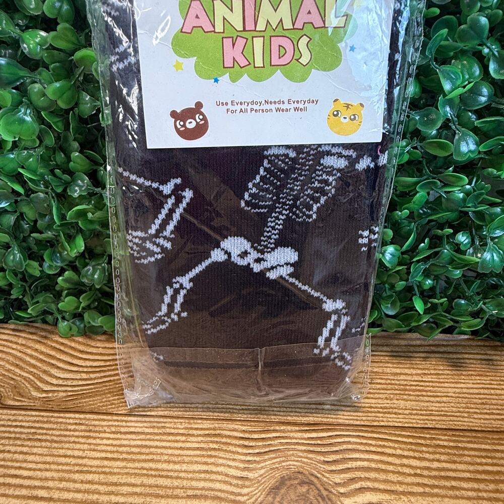 New Black Skeleton Animal Kids Black Socks Halloween Socks Gift NWT